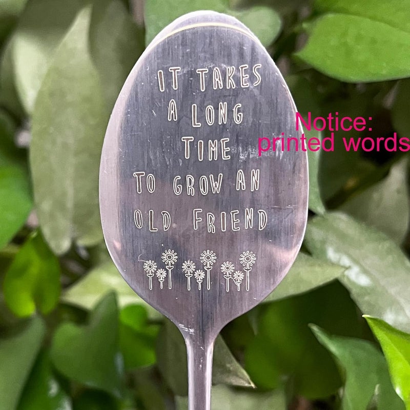 PLWalker Garden Friendship Gift for Women Gardeners, Plant Marker Stake Label Sign Tag, Gardening Gifts for Woman Plant Lovers, Metal Garden Decoration (Grow an Old Friend-B) - Image 3
